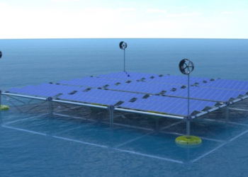 Concept della prima piattaforma galleggiante per l'energia rinnovabile