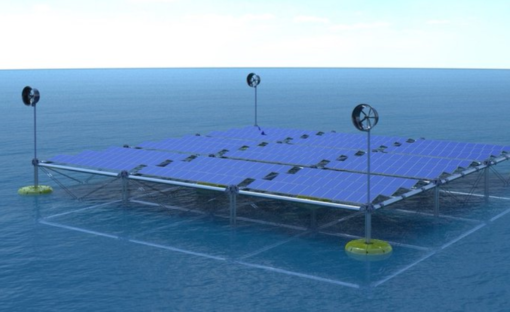 Concept della prima piattaforma galleggiante per l'energia rinnovabile